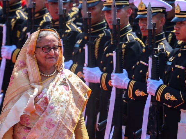 bangladeshi prime minister sheikh hasina reviews an honour guard at the government house during her visit to thailand in bangkok thailand april 26 2024 photo reuters